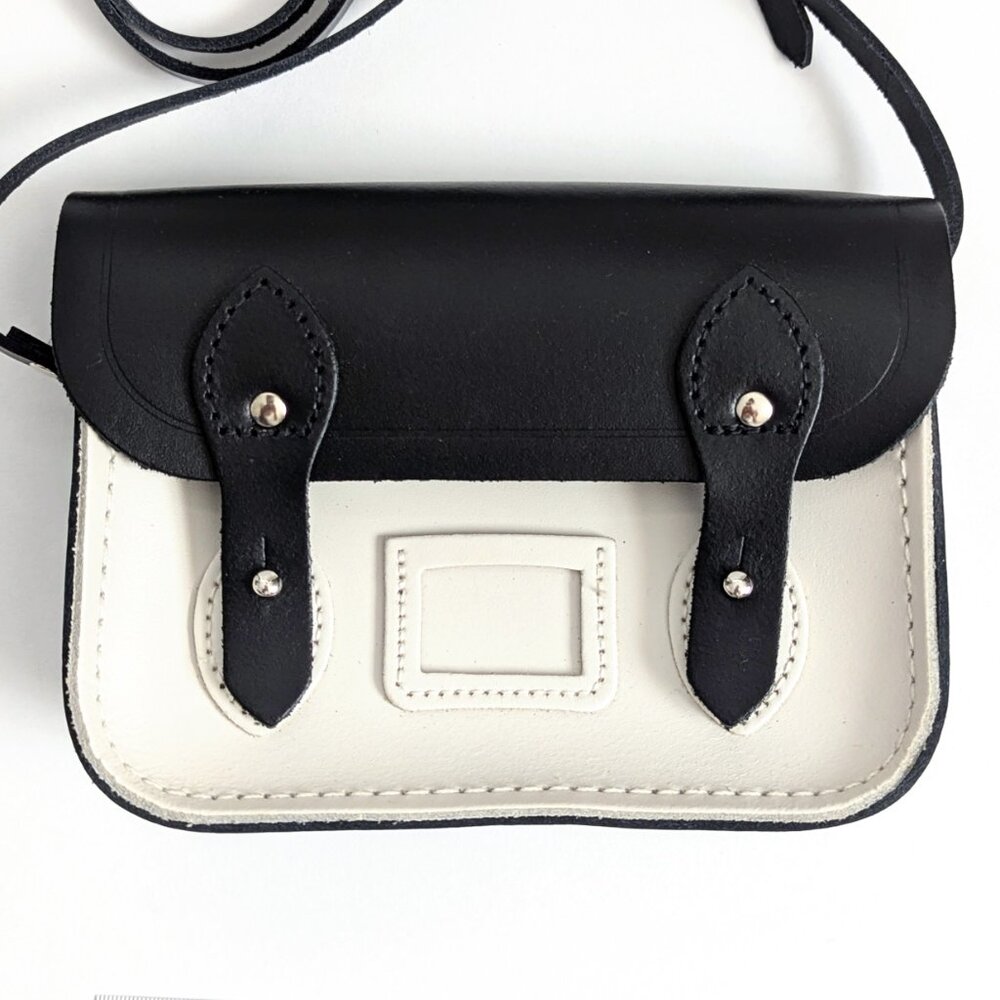 Cambridge Satchel Company Black & White Mini Crossbody Bag & Dust Bag NWOT